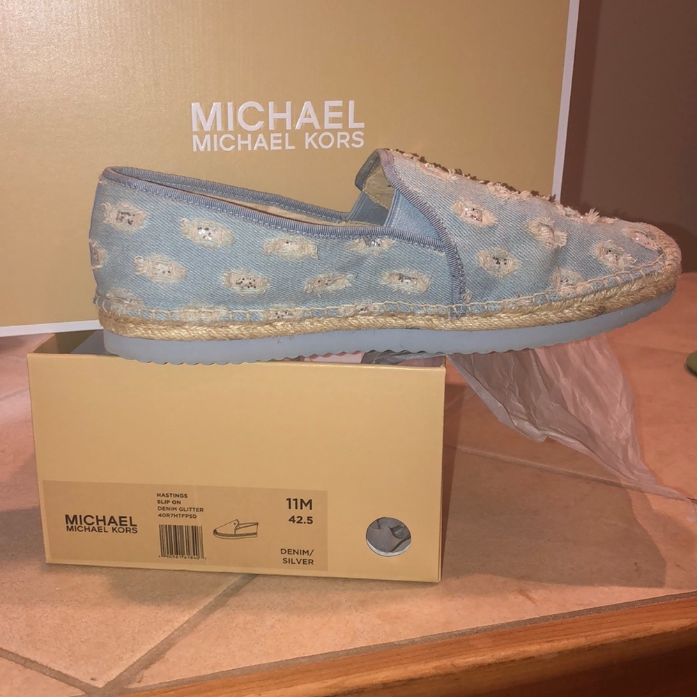Michael Kors Hastings slip ons - denim glitter